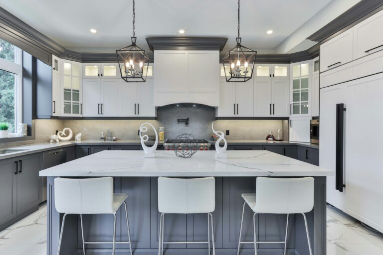 Modern kitchen with sleek cabinets and countertops