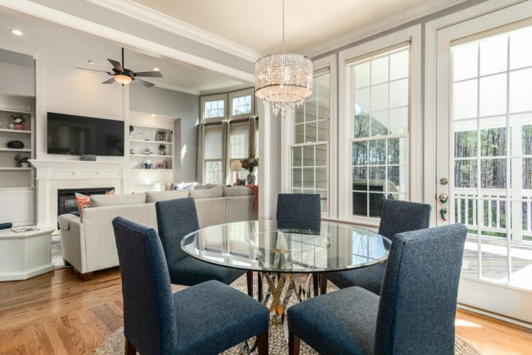 Stylish living room with cozy seating and natural lighting