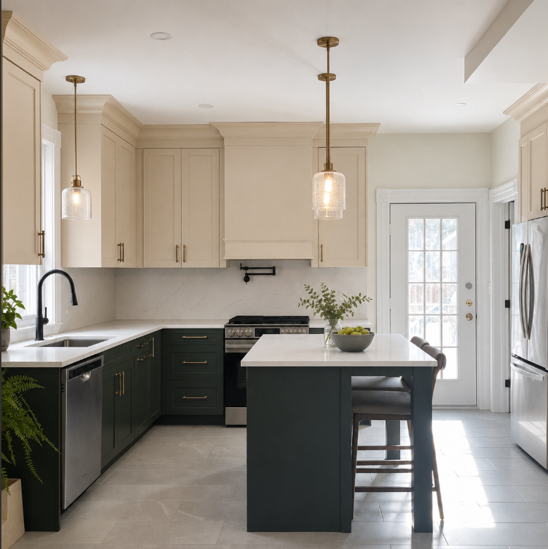 Modern kitchen with sleek cabinets and countertops